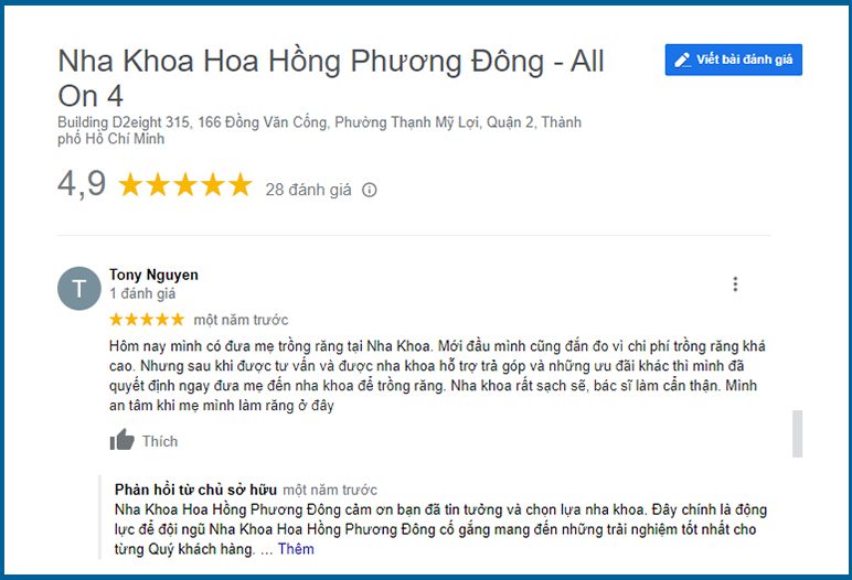Review Nha khoa Hoa Hồng Phương Đông