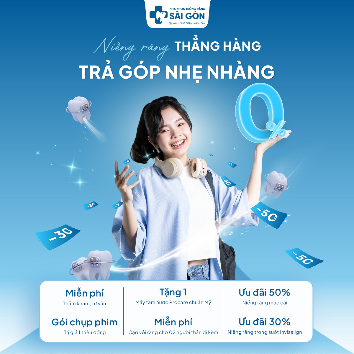 Niềng răng thẳng hàng - trả góp 0% nhẹ nhàng